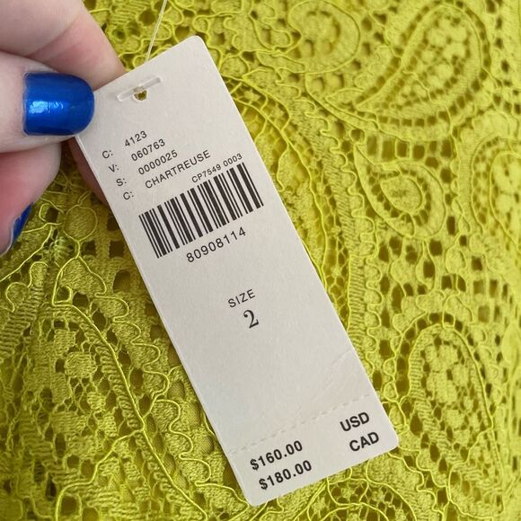 NWT Anthropologie Flared Lace Pants Size 2 Lined Green Yellow - Picture 8 of 13